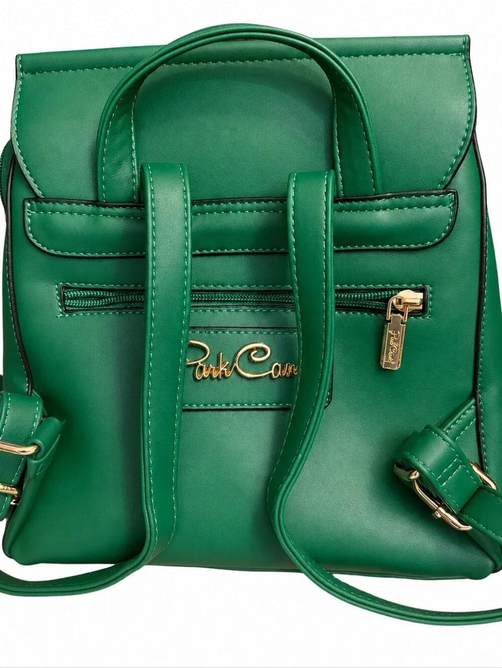 Park Candy Main Street Mailbox backpack in kelly green vegan leather.